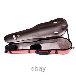 Full size Violin Case 4/4 Hard Shell Lightweight Carbon fiber BackStraps, Pink