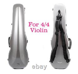 Gray 4/4 Full Size Violin Case Carbon Fiber Hard Violin Case with Back Straps