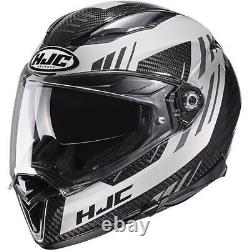 Hjc F70 Carbon Fibre Kesta White Black Full Face Motorcycle Helmet