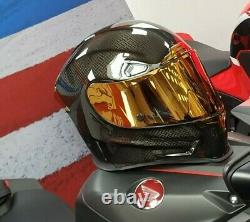 Icon Airframe Pro Gold Gloss Carbon Fibre Race Motorcycle Crash Helmet Acu 2205