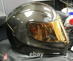 Icon Airframe Pro Gold Gloss Carbon Fibre Race Motorcycle Crash Helmet Acu 2205