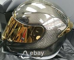 Icon Airframe Pro Gold Gloss Carbon Fibre Race Motorcycle Crash Helmet Acu 2205