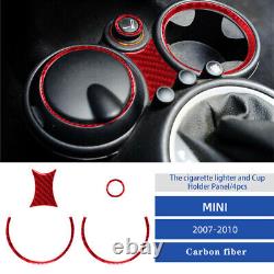 Interior Center Console Full Kit Set Trim Cover For MINI Cooper Carbon Fiber