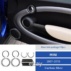 Interior Center Console Full Kit Set Trim Stickers For MINI Cooper Carbon Fiber