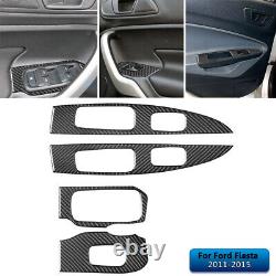 Interior Full Kit Set Control Trim Cover For Ford Fiesta 2011-2015 Carbon Fiber