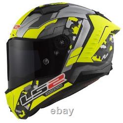 LS2 FF805 SPACE Carbon Fibre Full Face Motorbike Crash Racing Helmet Yellow Grey