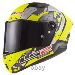 LS2 FF805 SPACE Carbon Fibre Full Face Motorbike Crash Racing Helmet Yellow Grey