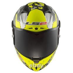 LS2 FF805 SPACE Carbon Fibre Full Face Motorbike Crash Racing Helmet Yellow Grey