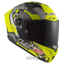 LS2 FF805 SPACE Carbon Fibre Full Face Motorbike Crash Racing Helmet Yellow Grey