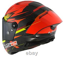 LS2 FF805 Thunder C GP Aero Fire Red Black Fibre Motorcycle Track Racing Helmet