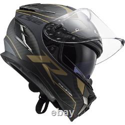 Ls2 Ff327 Challenger Carbon Fibre Acu Full Face Motorcycle Helmet Grid Gold