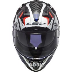 Ls2 Ff327 Challenger Carbon Fibre Fullface Motorbike Helmet Alloy White Blue Red