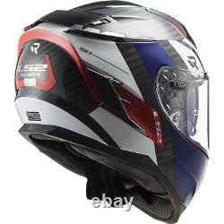 Ls2 Ff327 Challenger Carbon Fibre Fullface Motorbike Helmet Alloy White Blue Red