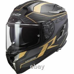 Ls2 Ff327 Challenger Ct2 Grid Matt Carbon Gold Full Face Motorcycle Bike Helmet