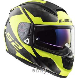 Ls2 Ff397 Vector Shine Black Yellow Carbon Fibre Motorcycle Helmet Free Pinlock