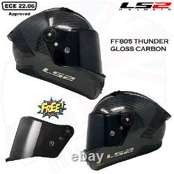 Ls2 Ff805 Thunder Carbon Fibre Full Face Motorcycle Crash Helmet Gloss Carbon