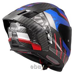 Ls2 Ff807 Dragon 6k Carbon Fibre Dual Visor Full Face Motorbike Helmet Trax Blue