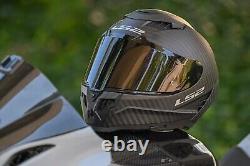 Ls2 Ff807 Dragon 6k Carbon Fibre Dual Visor Full Face Motorbike Helmet Trax Blue