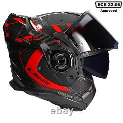 Ls2 Ff901 Advant X Carbon Fibre Modular Flip Front Motorcycle Helmet Future Red