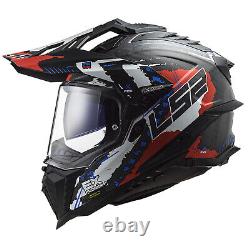 Ls2 Mx701 Carbon Fibre Motocross Dual Sport Full Face Helmet Extend Matt Red