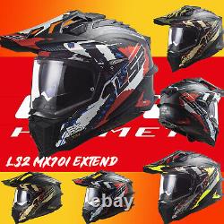 Ls2 Mx701 Carbon Fibre Motocross Dual Sport Full Face Helmet Extend Matt Red