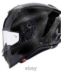 Premier Hyper Carbon Fibre Motorcycle Full Face Helmet Gloss Black Large