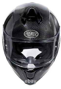 Premier Hyper Carbon Fibre Motorcycle Full Face Helmet Gloss Black Large