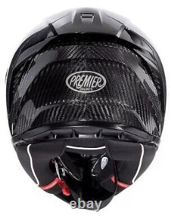 Premier Hyper Carbon Fibre Motorcycle Full Face Helmet Gloss Black Large