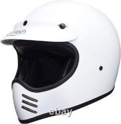 Premier Moto MX U8 Motorcycle Motorbike Retro Full Face Helmet White Large