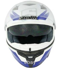Stealth Carbon Fibre Gp Full Face Motorcycle Sports Bike Crash Helmet Blue