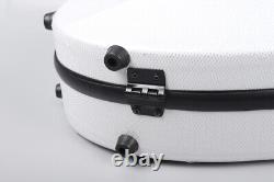 White 4/4 Full Size Violin Case Carbon Fiber Hard Violin Case with Back Straps